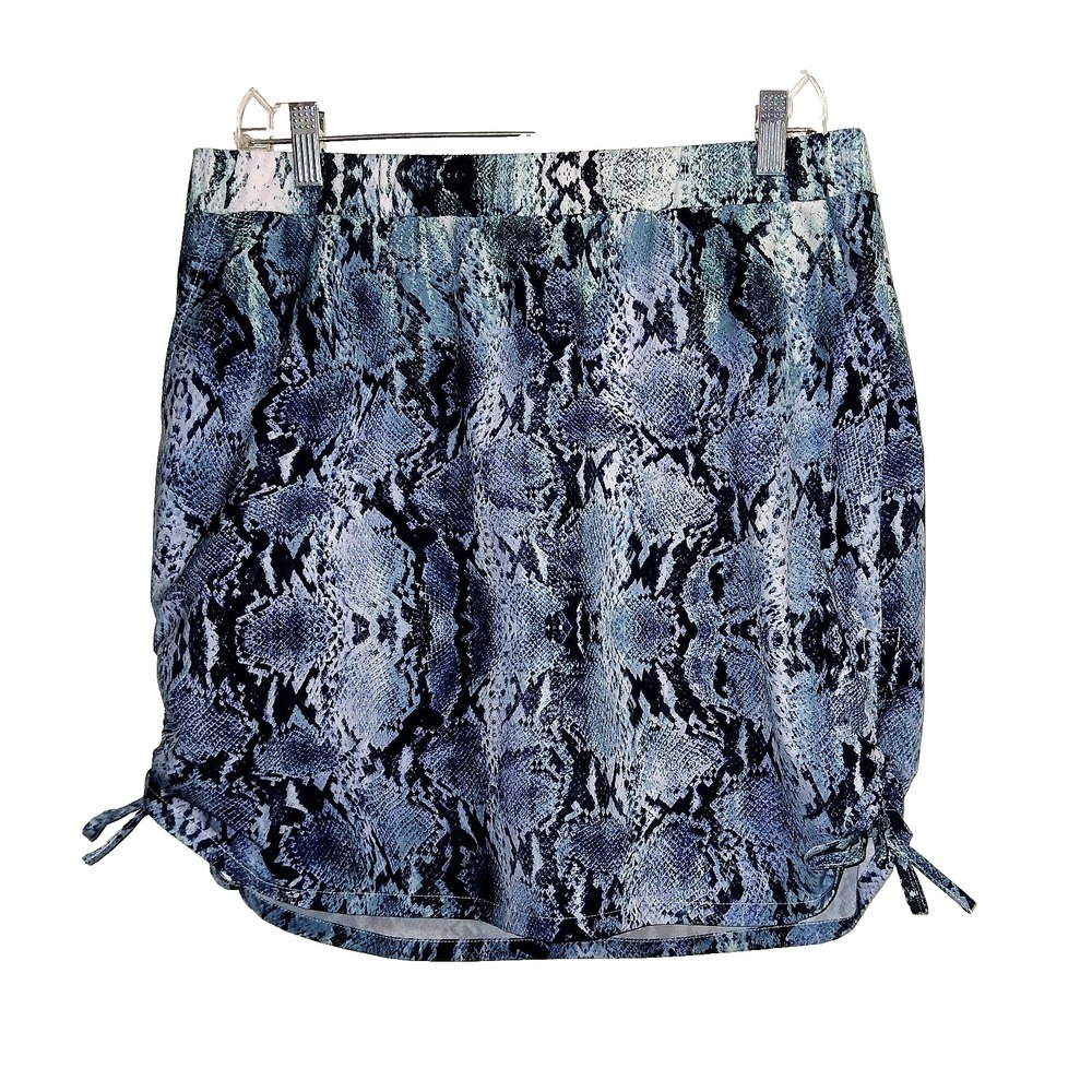 Chico's Zenergy Women Active Skirt 1 8 Medium Blue Snake Tennis Golf Sport Ruche